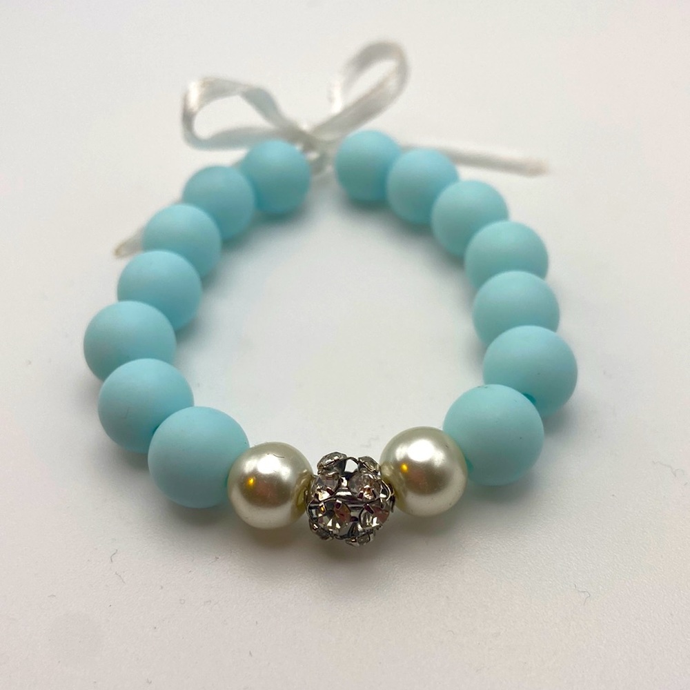 Baby blue Children's Bling Thin Ribbon Bracelet and Earrings(Touched…